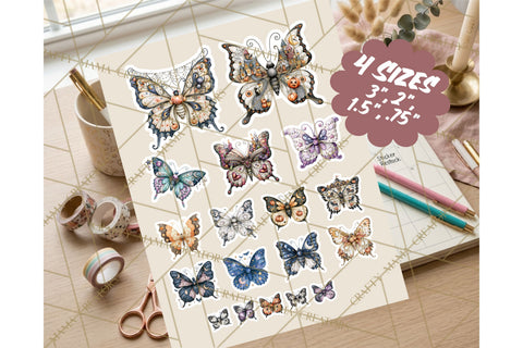 Halloween Butterflies Spooky Gothic Sticker PNG Sublimation Crafty Mama Studios 