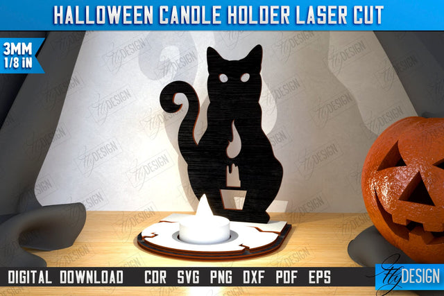 Halloween Candle Holder Laser Cut | Seasonal Home Décor Idea | Halloween Decoration | CNC File SVG Fly Design 