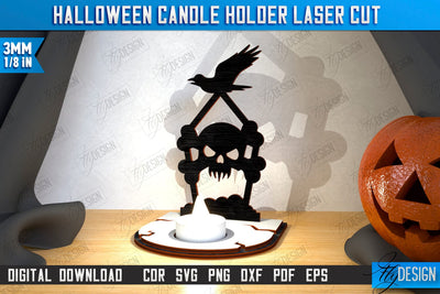 Halloween Candle Holder Laser Cut | Seasonal Home Décor Idea | Halloween Decoration | CNC File SVG Fly Design 