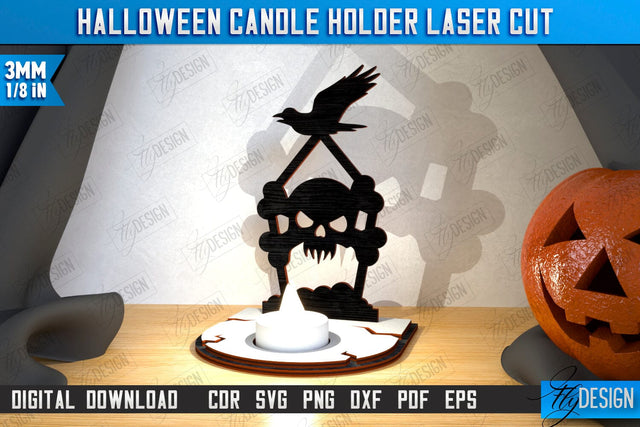 Halloween Candle Holder Laser Cut | Seasonal Home Décor Idea | Halloween Decoration | CNC File SVG Fly Design 