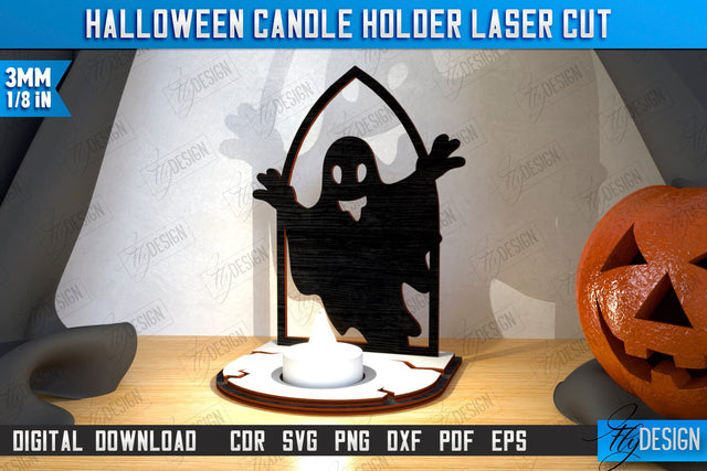 Halloween Candle Holder Laser Cut | Seasonal Home Décor Idea | Halloween Decoration | CNC File SVG Fly Design 
