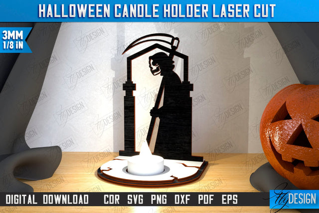 Halloween Candle Holder Laser Cut | Seasonal Home Décor Idea | Halloween Decoration | CNC File SVG Fly Design 