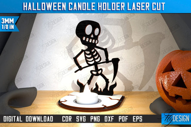 Halloween Candle Holder Laser Cut | Seasonal Home Décor Idea | Halloween Decoration | CNC File SVG Fly Design 