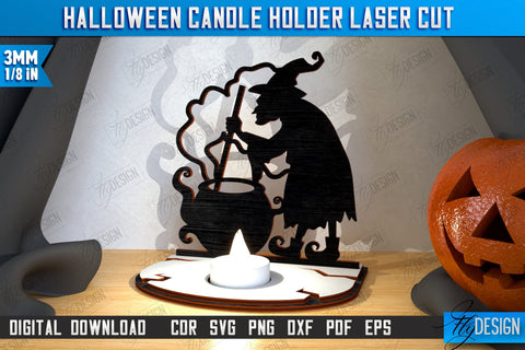 Halloween Candle Holders Laser Cut Bundle | Seasonal Home Décor Idea | Halloween Decoration | CNC Files SVG Fly Design 