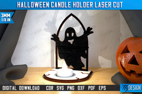 Halloween Candle Holders Laser Cut Bundle | Seasonal Home Décor Idea | Halloween Decoration | CNC Files SVG Fly Design 