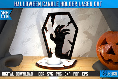 Halloween Candle Holders Laser Cut Bundle | Seasonal Home Décor Idea | Halloween Decoration | CNC Files SVG Fly Design 