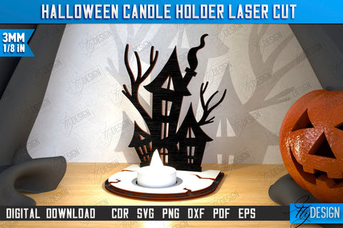 Halloween Candle Holders Laser Cut Bundle | Seasonal Home Décor Idea | Halloween Decoration | CNC Files SVG Fly Design 