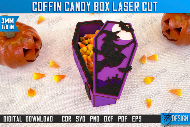 Halloween Candy Box | Coffin Box Laser Cut | Halloween Treats | Trick or Treat | Treat Box | CNC File SVG Fly Design 