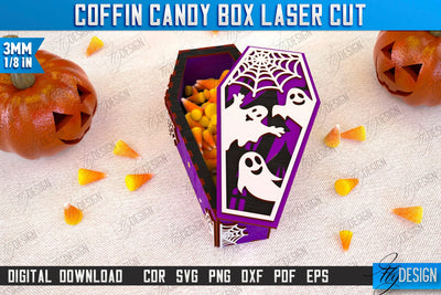 Halloween Candy Box | Coffin Box Laser Cut | Halloween Treats | Trick or Treat | Treat Box | CNC File SVG Fly Design 