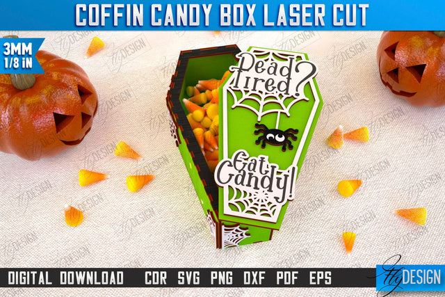 Halloween Candy Box | Coffin Box Laser Cut | Halloween Treats | Trick or Treat | Treat Box | CNC File SVG Fly Design 