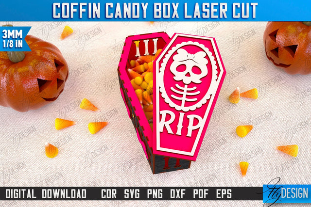 Halloween Candy Box | Coffin Box Laser Cut | Halloween Treats | Trick or Treat | Treat Box | CNC File SVG Fly Design 