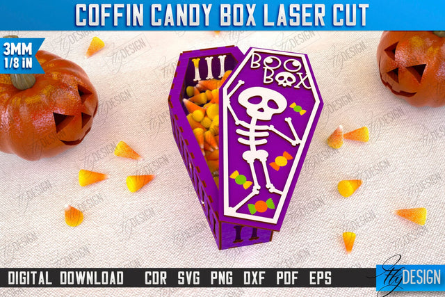 Halloween Candy Box | Coffin Box Laser Cut | Halloween Treats | Trick or Treat | Treat Box | CNC File SVG Fly Design 