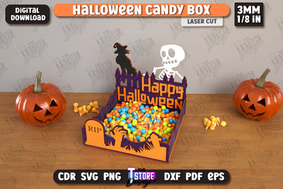 Halloween Candy Box Laser Cut | Halloween Treats | Trick or Treat | Treat Box | CNC File SVG The T Store Design 