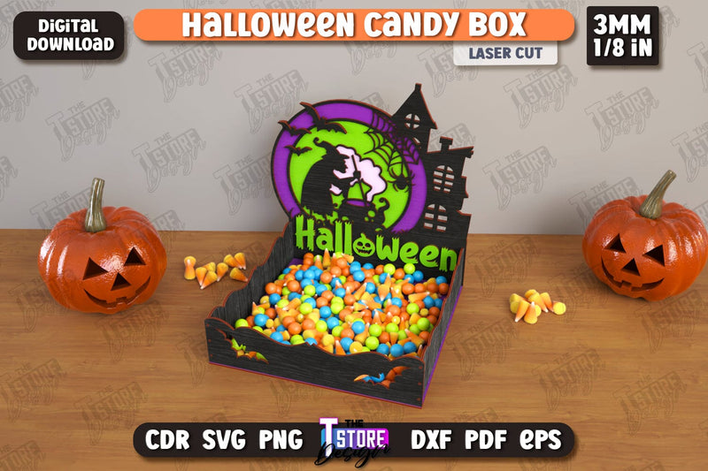 Halloween Candy Box Laser Cut | Halloween Treats | Trick or Treat | Treat Box | CNC File SVG The T Store Design 