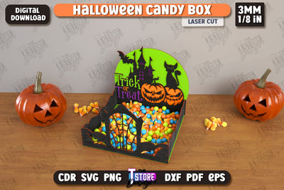 Halloween Candy Box Laser Cut | Halloween Treats | Trick or Treat | Treat Box | CNC File SVG The T Store Design 