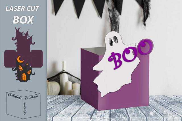 Halloween candy box, Treat box laser cut, Boo ghost 3D Paper AnastasiyaArtDesign 