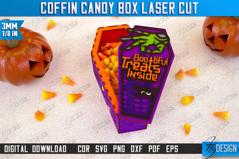 Halloween Candy Boxes | Coffin Boxes Laser Cut Bundle | Halloween Treats | Trick or Treat | Treat Box | CNC Files SVG Fly Design 
