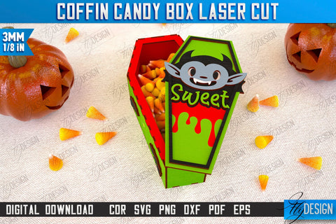 Halloween Candy Boxes | Coffin Boxes Laser Cut Bundle | Halloween Treats | Trick or Treat | Treat Box | CNC Files SVG Fly Design 