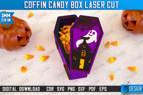 Halloween Candy Boxes | Coffin Boxes Laser Cut Bundle | Halloween Treats | Trick or Treat | Treat Box | CNC Files SVG Fly Design 