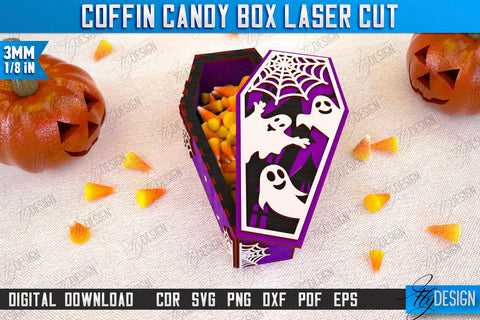 Halloween Candy Boxes | Coffin Boxes Laser Cut Bundle | Halloween Treats | Trick or Treat | Treat Box | CNC Files SVG Fly Design 