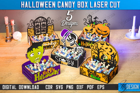 Halloween Candy Boxes Laser Cut Bundle | Halloween Treats | Trick or Treat | Treat Box | CNC Files SVG Fly Design 