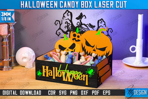 Halloween Candy Boxes Laser Cut Bundle | Halloween Treats | Trick or Treat | Treat Box | CNC Files SVG Fly Design 