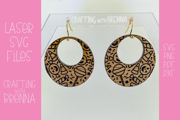 Halloween Candy Circle Earrings Laser SVG SVG Crafting With Brenna 