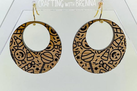 Halloween Candy Circle Earrings Laser SVG SVG Crafting With Brenna 