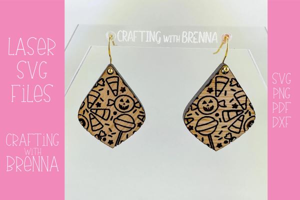 Halloween Candy Drop Earrings Laser SVG File SVG Crafting With Brenna 