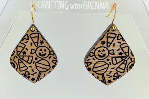 Halloween Candy Drop Earrings Laser SVG File SVG Crafting With Brenna 