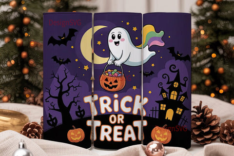 Halloween Candy Ghost Tumbler Wrap Sublimation DesignSVG 