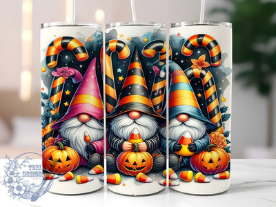 Halloween Candy Gnomes 20oz Skinny Tumbler PNG, Gnome Tumbler Sublimation Wrap, Straight & Tapered Tumbler Wrap, Instant Digital Download Sublimation ToriDesigns 