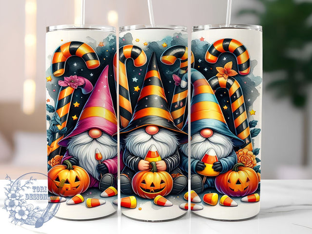 Halloween Candy Gnomes 20oz Skinny Tumbler PNG, Gnome Tumbler Sublimation Wrap, Straight & Tapered Tumbler Wrap, Instant Digital Download Sublimation ToriDesigns 