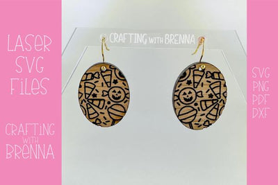 Halloween Candy Oval Earring Laser SVG SVG Crafting With Brenna 