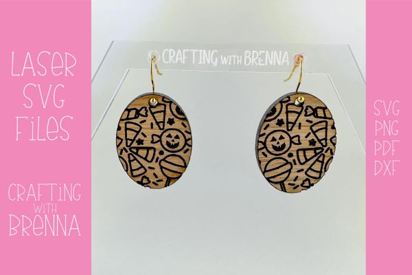 Halloween Candy Oval Earring Laser SVG SVG Crafting With Brenna 