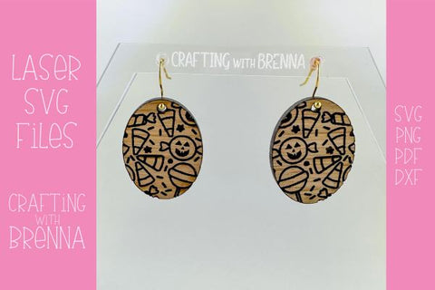 Halloween Candy Oval Earring Laser SVG SVG Crafting With Brenna 