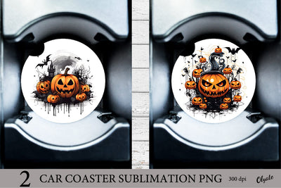 Halloween Car Coaster PNG. Scary Pumpkins Sublimation PNG Sublimation Olga Terlyanskaya 