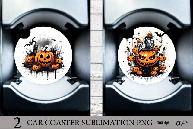Halloween Car Coaster PNG. Scary Pumpkins Sublimation PNG Sublimation Olga Terlyanskaya 