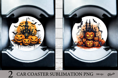 Halloween Car Coaster Sublimation PNG. Pumpkin Coaster Sublimation Olga Terlyanskaya 