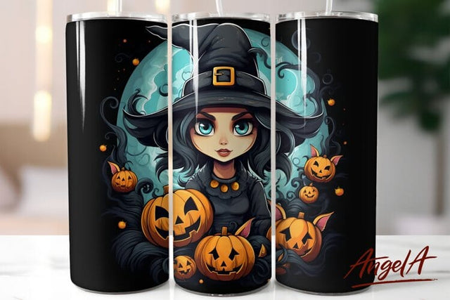 Halloween cartoon tumbler wrap / witch, pumpkin sublimation Sublimation Angelina Semenova 