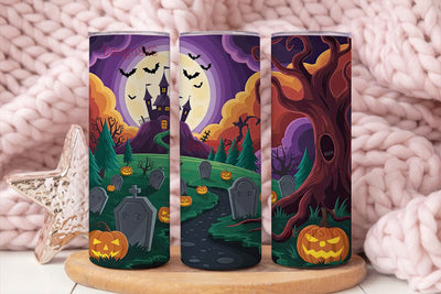 Halloween Castle Graveyard 20oz Tumbler Sublimation DesignSVG 