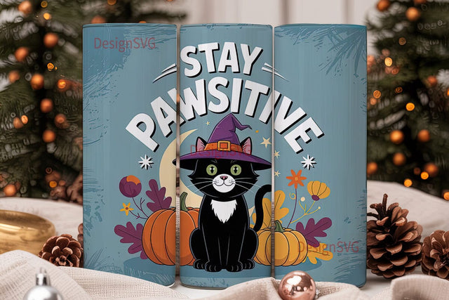 Halloween Cat 20oz Tumbler Design Sublimation DesignSVG 