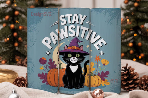 Halloween Cat 20oz Tumbler Design Sublimation DesignSVG 