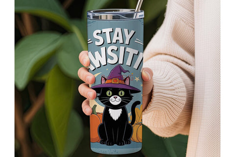 Halloween Cat 20oz Tumbler Design Sublimation DesignSVG 