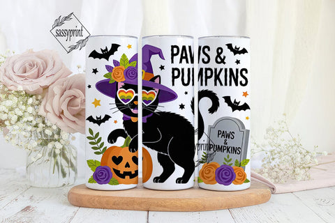 Halloween Cat 20oz Tumbler Wrap Sublimation sassyprint 