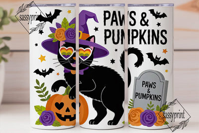 Halloween Cat 20oz Tumbler Wrap Sublimation sassyprint 