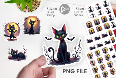 Halloween Cat Glow Sticker Sublimation artnoy 