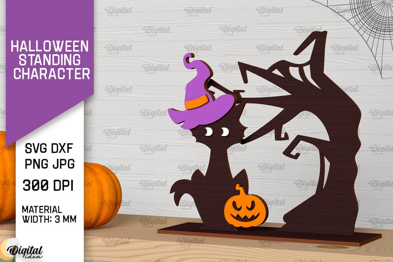 Halloween Cat Laser Cut Design. Halloween Decoration SVG SVG Evgenyia Guschina 