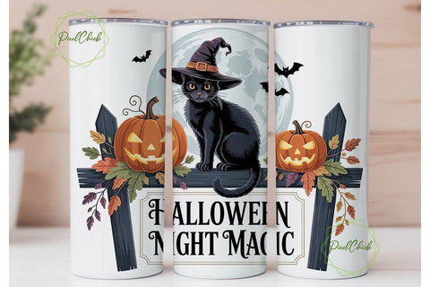 Halloween Cat & Pumpkin 20oz Tumbler Sublimation PixelChick 