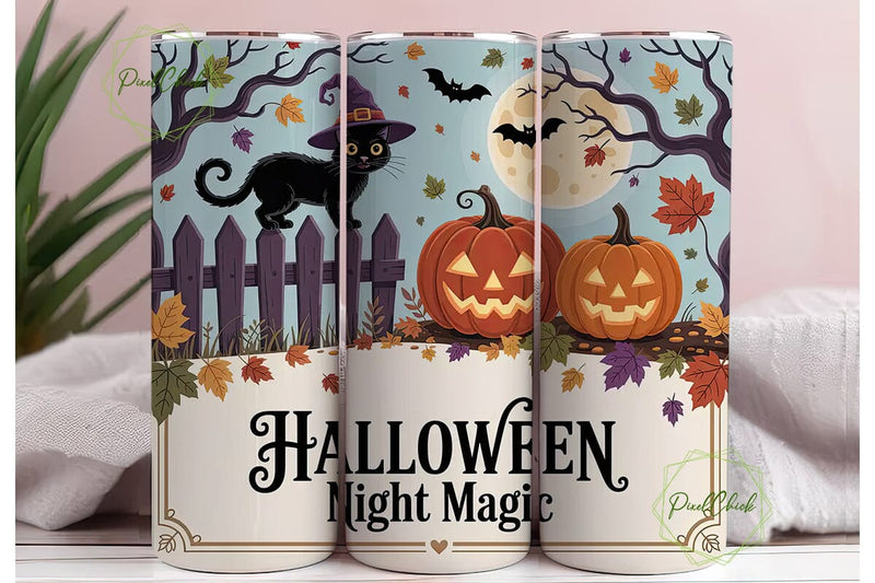 Halloween Cat & Pumpkin 20oz Tumbler Sublimation PixelChick 